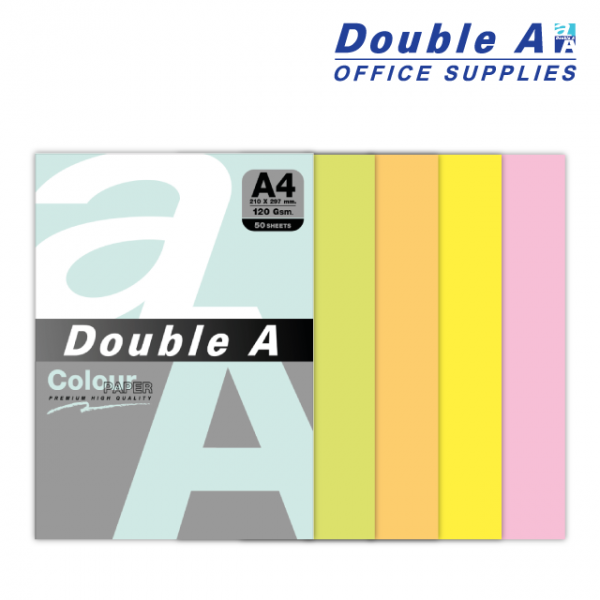 กระดาษสี / การ์ดสี A4 120 แกรม แพ็ค 50 แผ่น คละ 5 สี