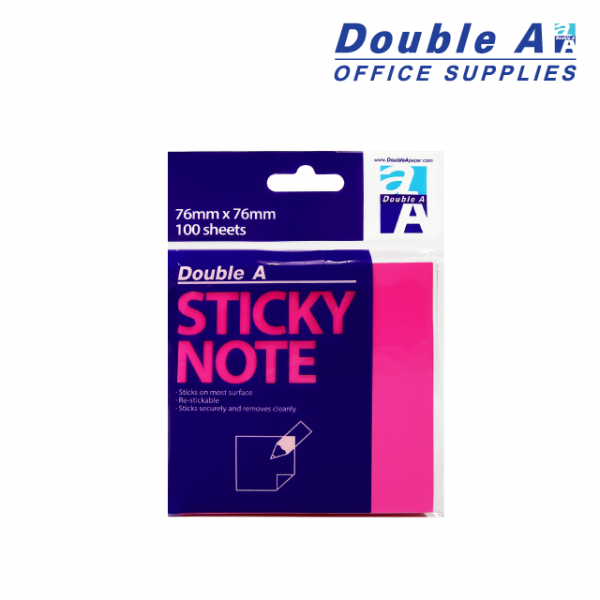 Double A Sticky Note 76mm x 76mm neon Magenta