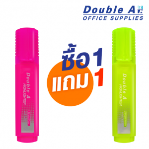 ปากกาเน้นข้อความทรงแบนดั๊บเบิ้ล เอ สีชมพู ซื้อ 1 แถม 1 (แถมสีเหลือง Bright)