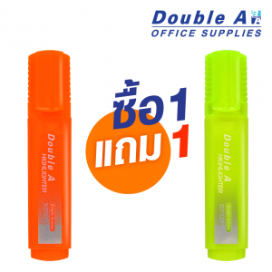 ปากกาเน้นข้อความทรงแบนดั๊บเบิ้ล เอ สีส้ม ซื้อ 1 แถม 1 (แถมสีเหลือง Bright)