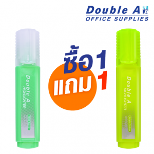 ปากกาเน้นข้อความทรงแบนดั๊บเบิ้ล เอ สีเขียวพาสเทล ซื้อ 1 แถม 1 (แถมสีเหลือง Bright)