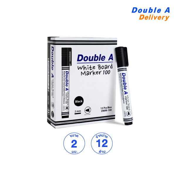 ปากกาไวท์บอร์ด Double A สีดำ แพ็ค 12 ด้าม