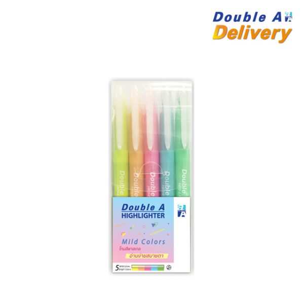 ปากกาเน้นข้อความดั๊บเบิ้ล เอ แพ็ค 5 สีพาสเทล