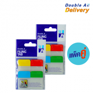 อินเด็กซ์คั่นหน้า Double A สีปลายแถบ 4 สี ขนาด 38x25 mm.  สีละ 20 แผ่น แพ็คคู่
