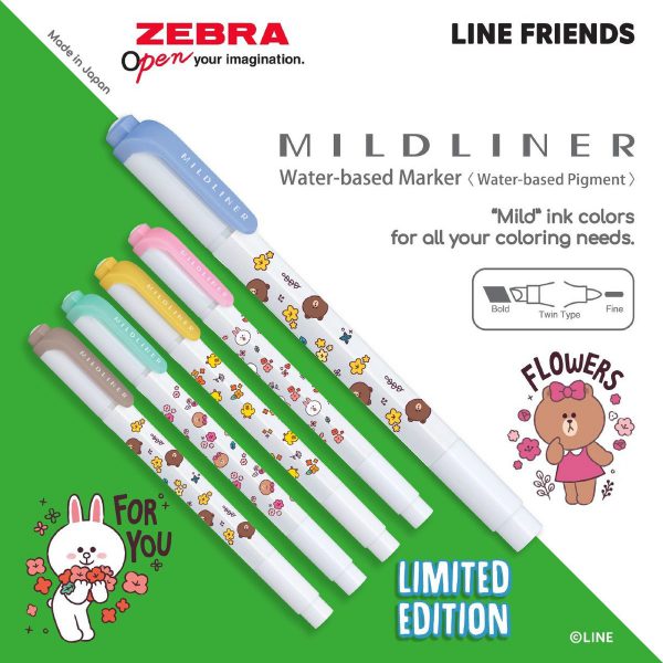 ZEBRA ปากกาเน้นข้อความ MILDLINER LINE FRIENDS 5สี - Image 3