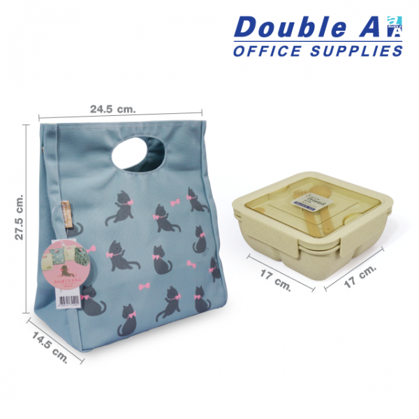 ชุดกล่องข้าว พร้อมกระเป๋า Neko 24.5x14.5x27.5 cm. ลายแมว Sofia - Image 4