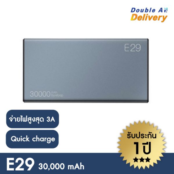 Eloop E29 แบตสำรอง Power Bank 30000 mAh (สีเทา)