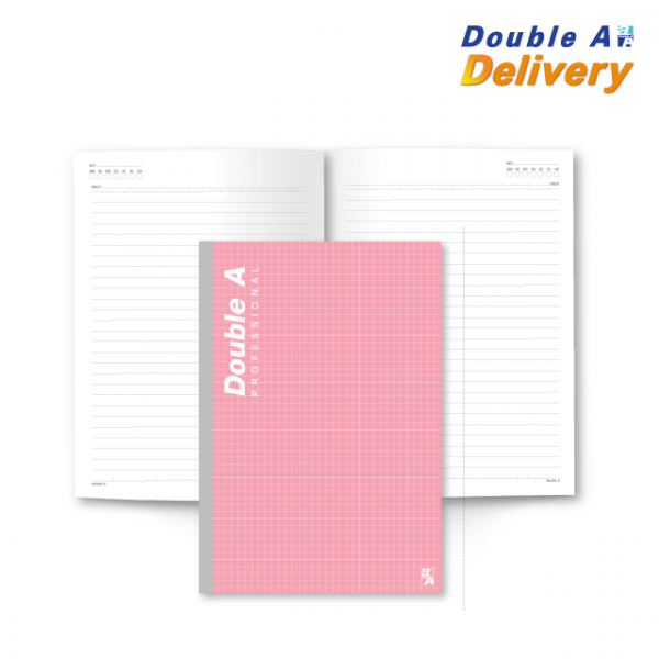 สมุดสันกาว Double A Professional ขนาด A5 70 แกรม จำนวน 40 แผ่น เนื้อในมีเส้น สีชมพู