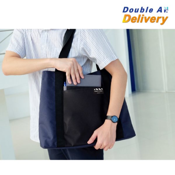 กระเป๋า Shopping ขนาด 43x35x11 ซม. รุ่น Work&Play สีทูโทน ขาว-ดำ - Image 3
