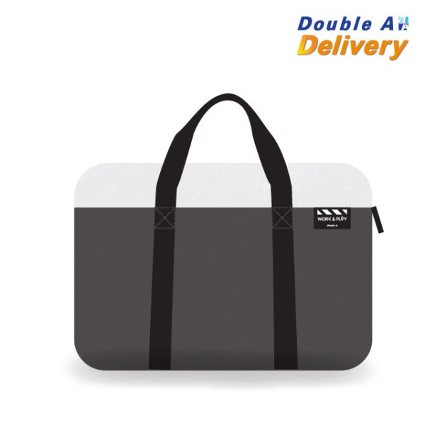 กระเป๋า Laptop ขนาด 40x30x3 ซม. รุ่น Work&Play สีทูโทน ขาว-เทา