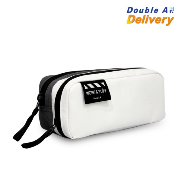 กระเป๋า Stationery ขนาด20x8x7 ซม. รุ่น Work&Play สีทูโทน ขาว-เทา