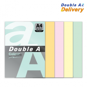 กระดาษการ์ดสี Double A 180 แกรม แพ็ค 50 แผ่น คละ 5 สี พาสเทล (สีฟ้า, ส้ม, ชมพู, เหลือง, เขียว)