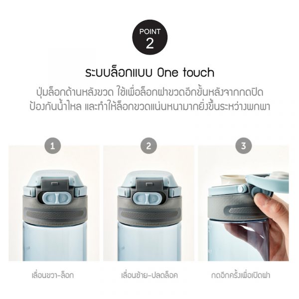 LocknLock ขวดน้ำพกพา One Touch Water Bottle ความจุ 550 ml. รุ่น ABF762 สีฟ้า - Image 4