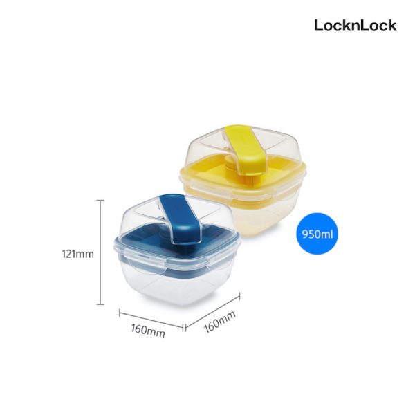 LocknLock กล่องใส่อาหารแบบแบ่งช่อง To-Go Container ความจุ 950 ml. รุ่น HSM8440TL สีน้ำเงิน - Image 3