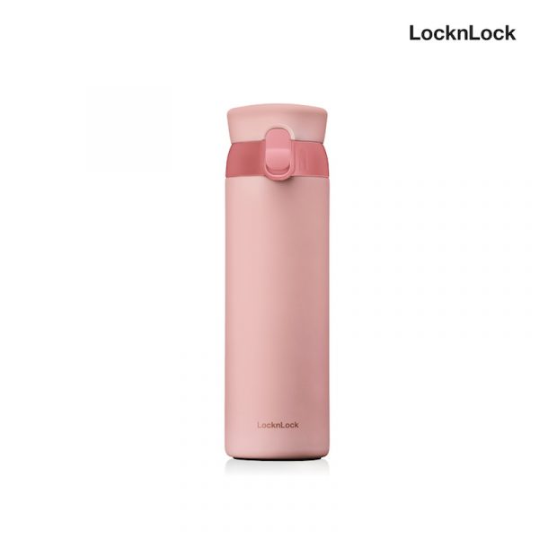 LocknLock ขวดน้ำเก็บความร้อน-เย็น Wanna Be One Touch Tumbler ความจุ 450ml รุ่น LHC3240 สีชมพู