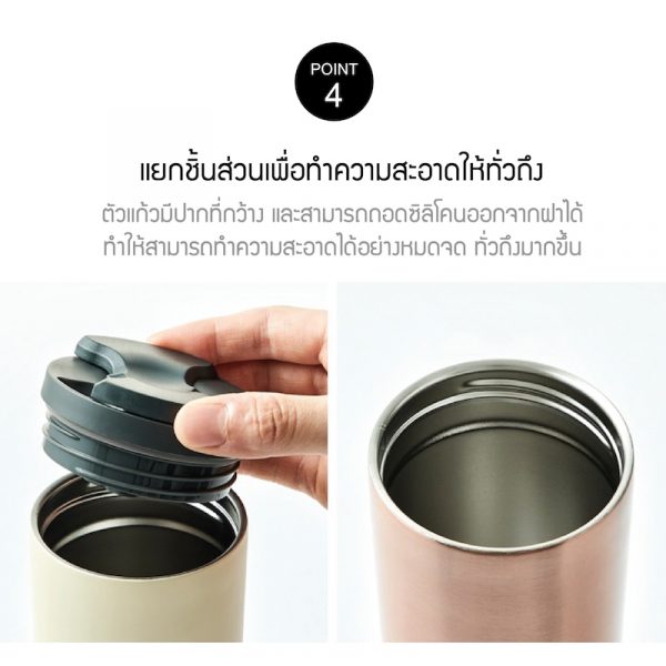 LocknLock กระบอกน้ำเก็บอุณหภูมิ Lip Tumbler ความจุ 450 ml. รุ่น LHC4164 สีขาว - Image 5