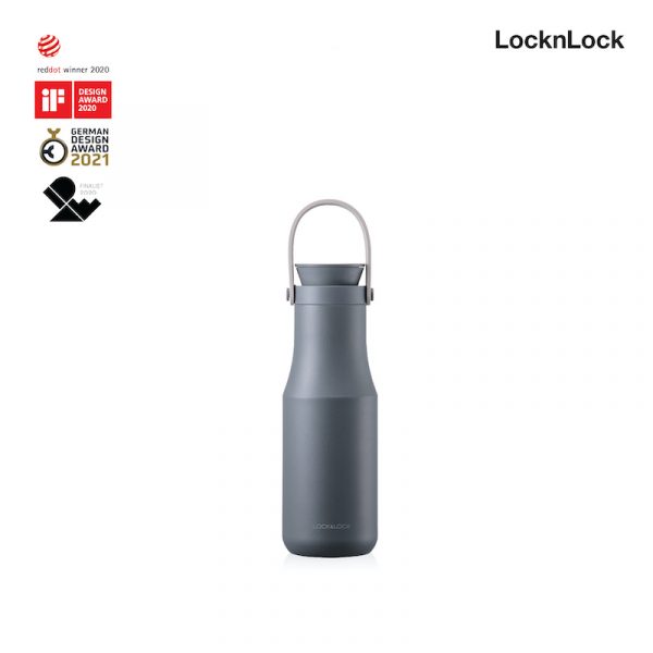 LocknLock กระบอกน้ำเมโทรสองชั้น ความจุ 470ml รุ่น LHC4202 สีเงิน