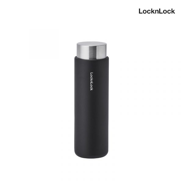 LocknLock กระบอกน้ำสูญญากาศเก็บร้อน - เย็นฝาแสตนเลส ความจุ 400 ml. Flat Tumbler รุ่น LHC4220 สีดำ