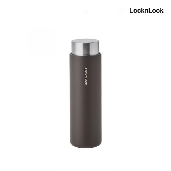 LocknLock กระบอกน้ำสูญญากาศเก็บร้อน - เย็นฝาแสตนเลส ความจุ 400 ml. Flat Tumbler รุ่น LHC4220 สีน้ำตาล