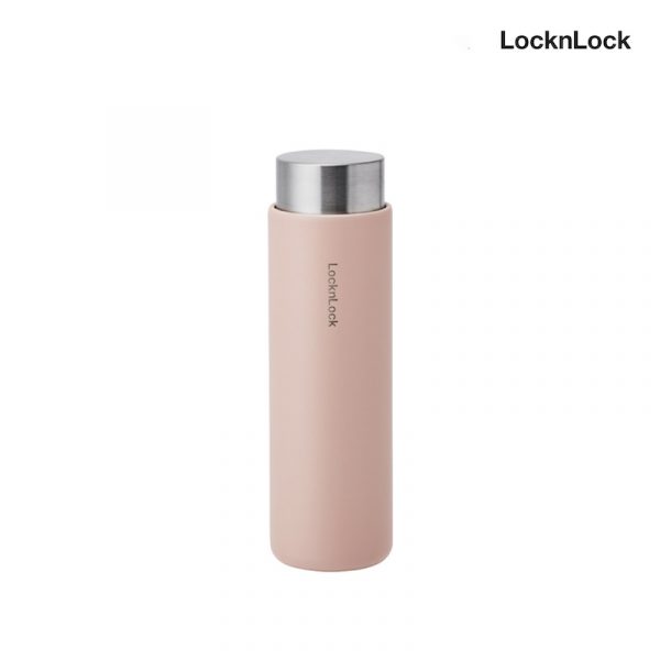 LocknLock กระบอกน้ำสูญญากาศเก็บร้อน - เย็นฝาแสตนเลส ความจุ 400 ml. Flat Tumbler รุ่น LHC4220 สีชมพู
