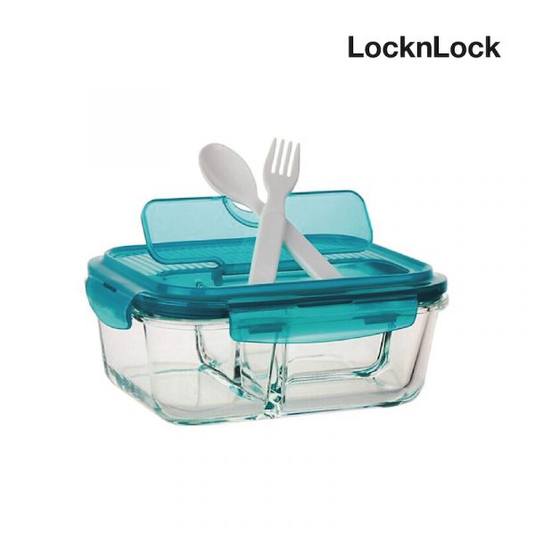 LocknLock กล่องใส่อาหารเก็บความร้อน Divider Glass Lunch Box ความจุ 1000 ml. รุ่น LLG447CTLG
