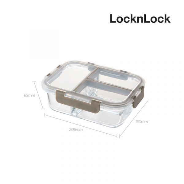 LocknLock กล่องแก้วถนอมอาหารแบบมีช่อง Glass Food Container 1040 ml. รุ่น LLG458