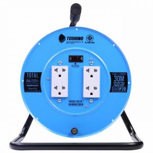 Toshino ล้อเก็บสายไฟสาย FM310T-30 VCT 3x1.0 ยาว 30 ม. สีฟ้า