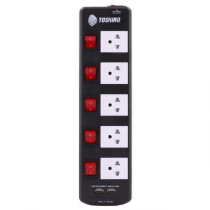 Toshino รางปลั๊ก 5ช่อง USB2 ช่อง TIS515USB 3M