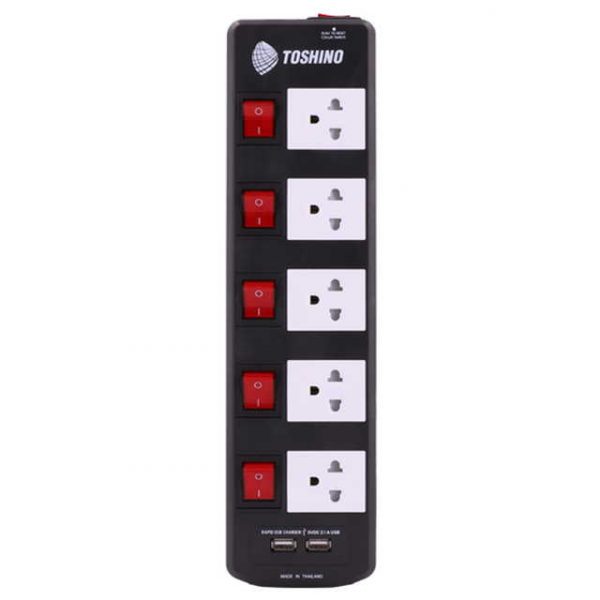Toshino รางปลั๊ก 5ช่อง USB2 ช่อง TIS515USB 5M