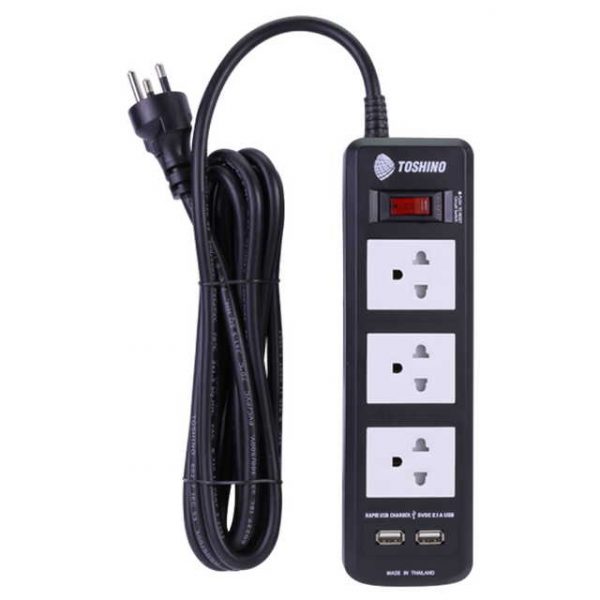 Toshino รางปลั๊ก 3ช่อง USB2 ช่อง BVC315USB-5M