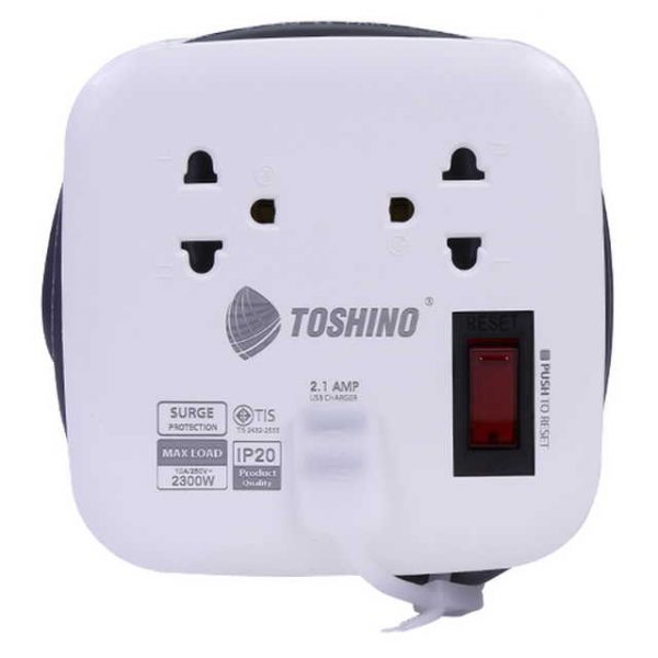 Toshino รางปลั๊กไฟ 2 ช่อง 1สวิตซ์ 2 USB ยาว 1 เมตร รุ่น XP-1M WH