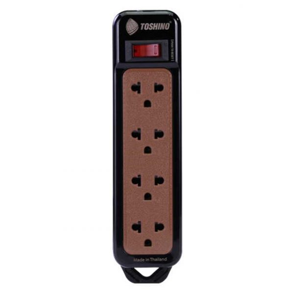 Toshino รางปลั๊กไฟ4 ช่อง 1 สวิตซ์ 5 เมตร สีดำ รุ่น N1-375-5M(BK)