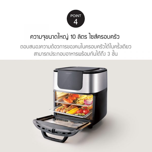 LocknLock เตาอบลมร้อนอเนกประสงค์ ขนาด 10 ลิตร 1700W AIR MULTI COOKER MANUAL รุ่น EJF691 - Image 6