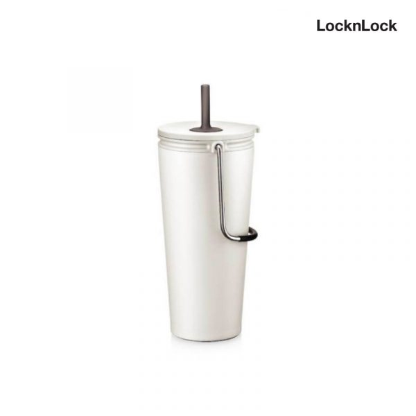 LocknLock แก้วน้ำเก็บอุณหภูมิพร้อมหลอด Bucket Tumbler with Straw ความจุ 540 ml. รุ่น LHC4268WHT สีขาว