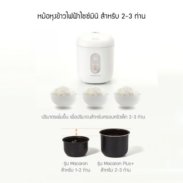 Jenniferoom หม้อหุงข้าว Macaron Rice Cooker Plus ขนาด 1.2 ลิตร รุ่น JRTH-R2012OV สีเขียวมะกอก - Image 5