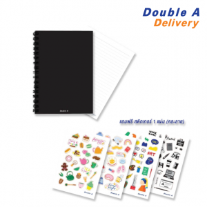 สมุดสันห่วง B5 75 แกรม 60 แผ่น หน้าปกสีดำ เนื้อในมีเส้น พร้อม Sticker