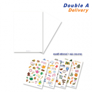 สมุดมุงหลังคา A5 75 แกรม 30 แผ่น หน้าปกสีขาว เนื้อในไม่มีเส้น พร้อม Sticker