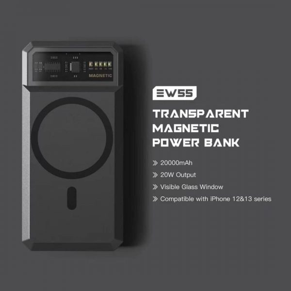 PowerBank Eloop EW55 Magnetic & Wireless แบตเตอรี่สำรองไร้สายระบบแม่เหล็ก ความจุ 20,00mAh - Image 3