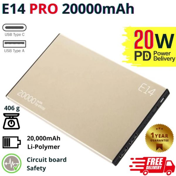 Eloop Powerbank E14 PRO (20000 mAh) สีทอง / Gold