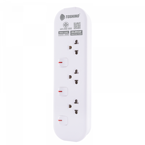 Toshino รางปลั๊กไฟ 3 ช่อง 3 สวิตช์ 3 เมตร 16A/3600W รุ่น JT3-3M - Image 2