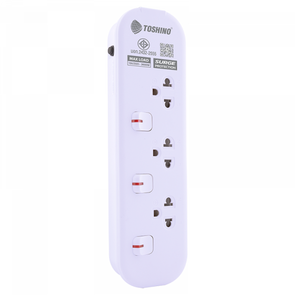 Toshino รางปลั๊กไฟ 3 ช่อง 3 สวิตช์ 3 เมตร 16A/3600W รุ่น JT3-3M