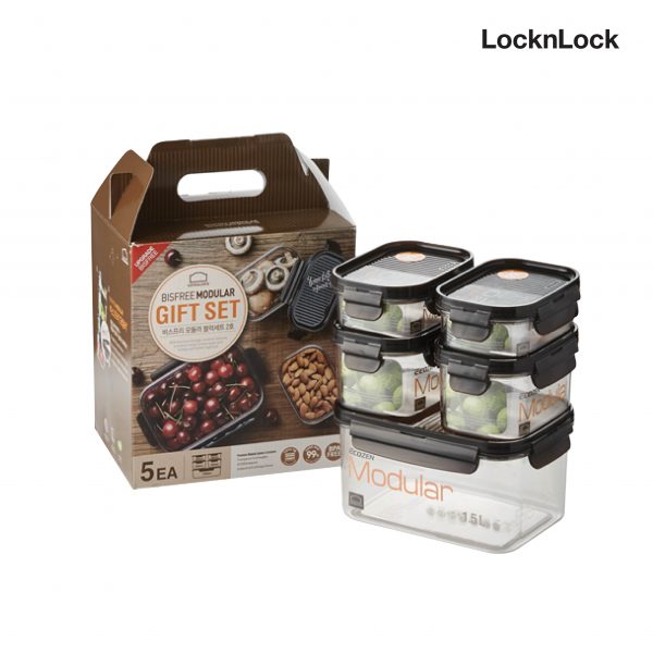 LocknLock เซตกล่องถนอมอาหาร 5 ชิ้น Bisfree Modular Set รุ่น LBF405S5