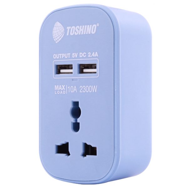 Toshino Adapter 10A สีฟ้า+สายชาร์จ 3 in 1 รุ่น PU-SET - Image 2