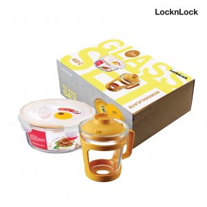 LocknLock เซตถ้วยต้มบะหมี่กึ่งสำเร็จรูปและกล่องแก้วถนอมอาหาร รุ่น LLG480S2
