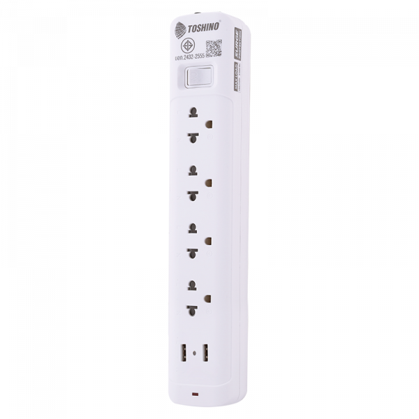 Toshino รางปลั๊กไฟ 4 ช่อง 1 สวิตช์ 2 USB ยาว 3 เมตร รุ่น SO-43USB