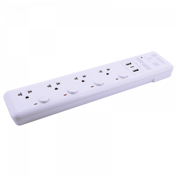 Toshino รางปลั๊กไฟ 4 ช่อง + 2 USB 1 Type C 4 สวิตช์ ยาว 3 เมตร รุ่น WY-43 - Image 3