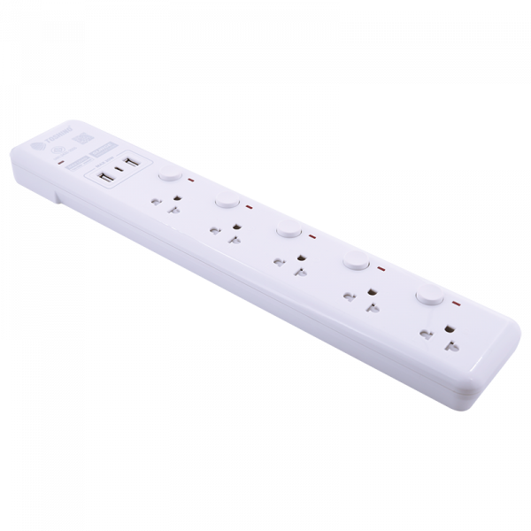 Toshino รางปลั๊กไฟ 5 ช่อง + 2 USB 1 Type C 5 สวิตช์ ยาว 3 เมตร รุ่น WY-53 - Image 3
