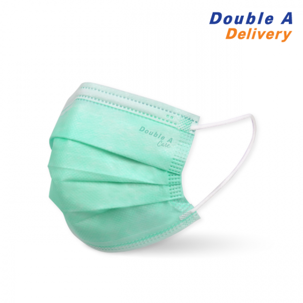 Double A Care หน้ากากอนามัยทางการแพทย์ ชนิดยางยืด 3 ชั้น สีเขียว SURGICAL MASK 3 PLY