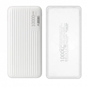 Asaki อุปกรณ์สำรองไฟแบบพกพา Power bank ความจุ  10000 mAh สีขาว  รุ่น A-B3556
