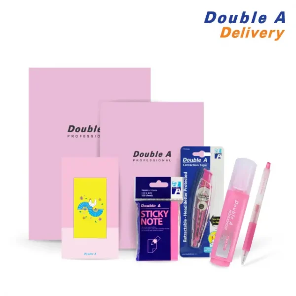 Double A ชุดเครื่องเขียน Back to school Set สีชมพู